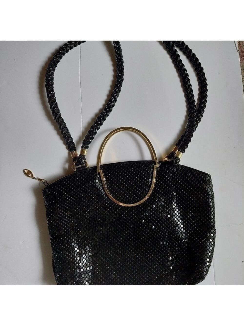 Vintage* Jotta Black Metallic Mesh Handbag